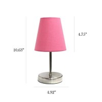 Simple Designs Lt2013-Pnk Mini Basic Sand Nickel Table Lamp With Fabric Shade, Pink