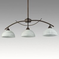 Daycent Vintage Frosted Glass Alabaster Shades Pendant Lighting For Kitchen Island 3-Light Rod-Hung Ceiling Hanging Light, Golden Bronze