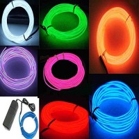 7 Pack - Jytrend 9Ft Neon Light El Wire W/ Battery Pack (Green, Blue, Red, Orange, Purple, White, Pink)