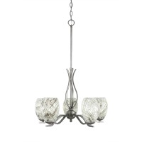 Revo 5 Light Chandelier Shown In Aged Silver Finish With 5