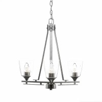 Uptowne 3 Light Chandelier Shown In Dark Granite Finish With 4.5 Clear Bubble Glass