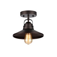 Chloe Lighting Mycroft Industrial-Style 1 Light Rubbed Bronze Semi-Flush Ceiling Fixture 9