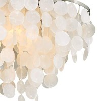 Vaxcel Elsa 24-In W Satin Nickel Capiz Shell Coastal Flush Mount Ceiling Light Fixture