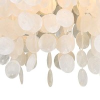 Vaxcel Elsa 24-In W Satin Nickel Capiz Shell Coastal Flush Mount Ceiling Light Fixture