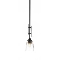 Uptowne 1 Light Mini Pendant Shown In Dark Granite Finish With 4.5 Clear Bubble Glass