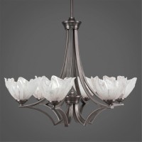 Zilo 6 Light Chandelier Shown In Graphite Finish With 7 Italian Ice Glass