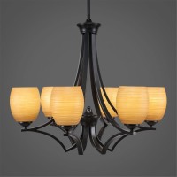 Zilo 6 Light Chandelier Shown In Matte Black Finish With 5