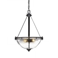 Uptowne Pendant With 3 Bulbs Shown In Dark Granite Finish With 13.5 Clear Bubble Glass