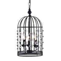 Edvivi Kailani 3-Light Brushed Black Bird Cage Crystal Chandelier | Glam Lighting