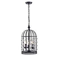 Edvivi Kailani 3-Light Brushed Black Bird Cage Crystal Chandelier | Glam Lighting