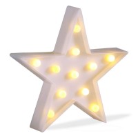 JUHUI Marquee Light Star Shaped LED plastic SignLighted Marquee STAR Sign Wall Dcor Battery operated