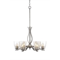 Revo 6 Light Chandelier Shown In Aged Silver Finish With 4.5