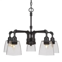 Vintage 5 Light Chandelier Shown In Dark Granite Finish With 4.5 Clear Bubble Glass