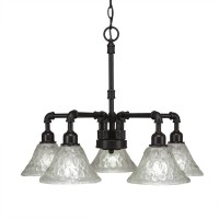 Vintage 5 Light Chandelier Shown In Dark Granite Finish With 7 Italian Bubble Glass