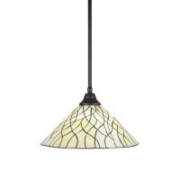 Stem Pendant With Hang Straight Swivel Shown In Dark Granite Finish With 16 Sandhill Art Glass