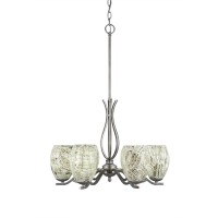 Revo 6 Light Chandelier Shown In Aged Silver Finish With 5