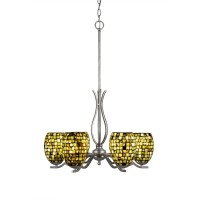 Revo 6 Light Chandelier Shown In Aged Silver Finish With 5