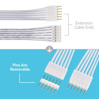 Litcessory Extension Cable For Philips Hue Lightstrip Plus (3.3Ft, 2 Pack, White - Standard 6-Pin V3)