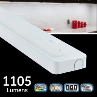 Enbrighten Premium 18In. Led Under Cabinet Light Fixture, Direct-Wire, 900 Lumens, 97 Cri, Color-Select, On/Off Switch, In-Wall Dimmer Compatible, 50,000 Hr. Led Life, Steel Housing, White, 34287