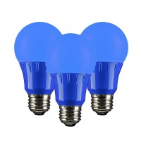 Sunlite 40450 Led A19 Colored Light Bulb, 3 Watts (25W Equivalent), E26 Medium Base, Non-Dimmable, Ul Listed, Party Decoration, Holiday Lighting, 3 Count, Blue