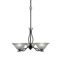 Revo 3 Light Chandelier Shown In Dark Granite Finish With 10 Frosted Crystal Glass