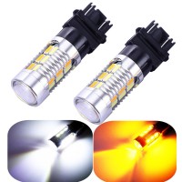 3157 3057 3357 4157 Turn Signal White Yellow Amber Switchback Led Light Bulbs 22 Smd With Projector, For Standard Socket, Not Ck, Pair Of 2