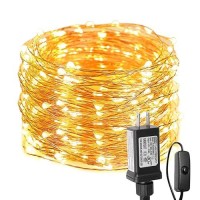 Lighting Ever Plug In Fairy Lights With Switch 66 Ft 200 Led String Lights Warm White Copper Wire Lights Waterproof Indoor Outd