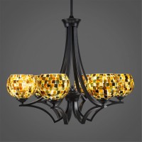 Zilo 6 Light Chandelier Shown In Matte Black Finish With 6