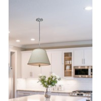 Laura Ashley Pendant Light In Satin Nickel With Empire Textured Oatmeal Slotted Uno Shade And Diffuser 101610Eutoxp5003