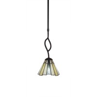 Revo 1 Light Mini Pendant Shown In Dark Granite Finish With 7 Sequoia Art Glass