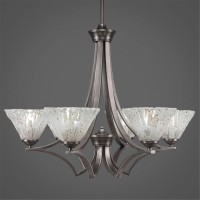 Zilo 6 Light Chandelier Shown In Graphite Finish With 7 Italian Ice Glass