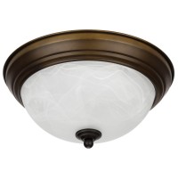 Leonlite Dimmable 11-Inch Led Flush Mount Ceiling Light Fixture, 15W (80W Equivalent), 3000K Warm White, Alabaster Glass Shade, 1050 Lumens, Etl Listed, Oil Rubbed Bronze