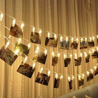 Warmoor 20 Led Photo Clips String Lights, 5M 16Ft Fairy Starry Lights Wall Decoration Light For Hanging Photos Paintings Pictures Cards Memos, Battery Powered, Warm White