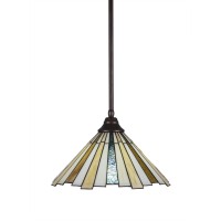 Stem Pendant With Hang Straight Swivel Shown In Bronze Finish With 16 Sequoia Art Glass