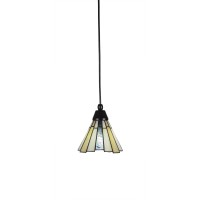 Cord Mini Pendant Shown In Matte Black Finish With 7 Sequoia Art Glass