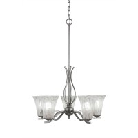 Revo 5 Light Chandelier Shown In Aged Silver Finish With 5.5