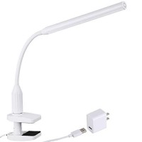 Torchstar Dimmable Led Desk Lamp, 26 Leds Flexible Study Clamp Table Lamp, Memory Function, Eye-Care, Touch Control, 5W, Usb Powered, Etl-Listed Power Adapter, For Bedroom Office Reading Work, White