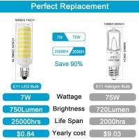 Lacnooe E11 Led Bulb Dimmable, Jde11 120V 75W Halogen Equivalent, T4 Mini Candelabra Base, 3000K Warm White, E11 Bulbs For Ceiling Fans, Chandeliers, Cabinet, 2Pcs