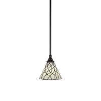 Stem Mini Pendant With Hang Straight Swivel Shown In Dark Granite Finish With 7 Sandhill Art Glass