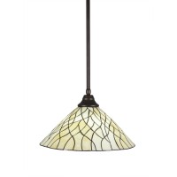 Stem Pendant With Hang Straight Swivel Shown In Bronze Finish With 16 Sandhill Art Glass