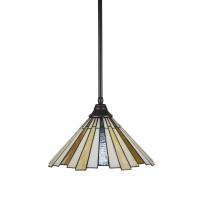 Stem Pendant With Hang Straight Swivel Shown In Dark Granite Finish With 16 Sequoia Art Glass