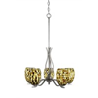 Revo 5 Light Chandelier Shown In Aged Silver Finish With 5