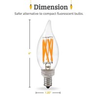 Brite Innovations 5-Watt = 60W Equivalent (6 Pack) Led Filament Candelabra/Chandelier Light Bulb-Dimmable-Soft White 3000K-Flame Tip Energy Star & Ul Listed