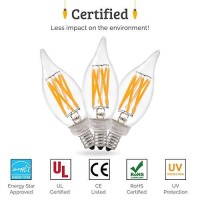 Brite Innovations 5-Watt = 60W Equivalent (6 Pack) Led Filament Candelabra/Chandelier Light Bulb-Dimmable-Soft White 3000K-Flame Tip Energy Star & Ul Listed