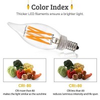 Brite Innovations 5-Watt = 60W Equivalent (6 Pack) Led Filament Candelabra/Chandelier Light Bulb-Dimmable-Soft White 3000K-Flame Tip Energy Star & Ul Listed