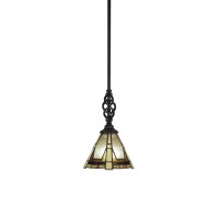 Elegante Mini Pendant With Hang Straight Swivel Shown In Dark Granite Finish With 7 Zion Art Glass