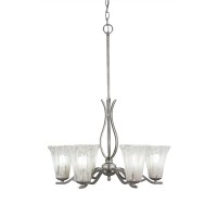 Revo 6 Light Chandelier Shown In Aged Silver Finish With 5.5