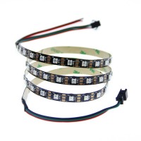 Alitove 3.2Ft 60 Pixels Ws2812B Individual Addressable Rgb Led Strip Light Programmable Ws2811 Ic Built-In 5050 Led Rope Lamp Dc5V Black Pcb Non-Waterproof Compatible With Arduino, Raspberry Pi