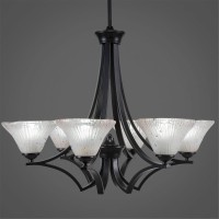 Zilo 6 Light Chandelier Shown In Matte Black Finish With 7 Frosted Crystal Glass