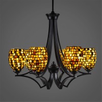 Zilo 6 Light Chandelier Shown In Matte Black Finish With 5